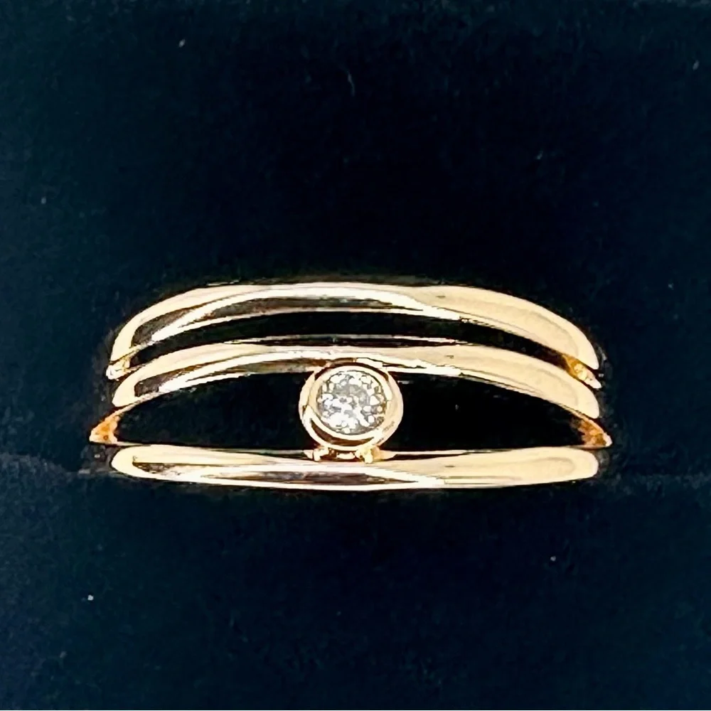 14K Gold Electroplated CZ Minimalist Ring